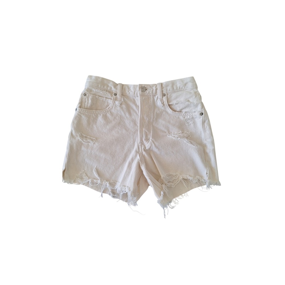 We The Free Free People Makai Cut Off Distressed Denim Shorts Cream 27